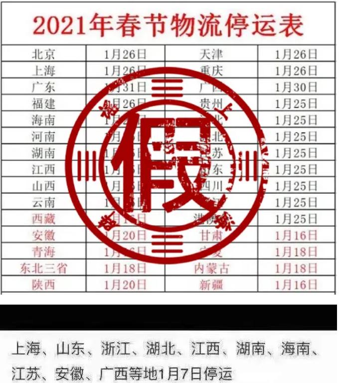 2020快递停运时间,2020快递停运时间一览表-第3张图片